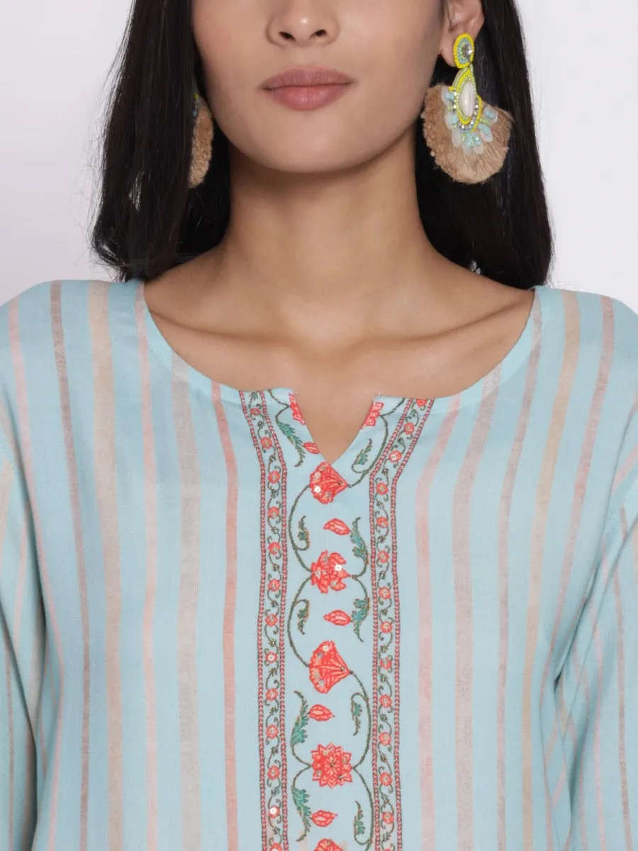 Women Sky Blue Printed Kurta