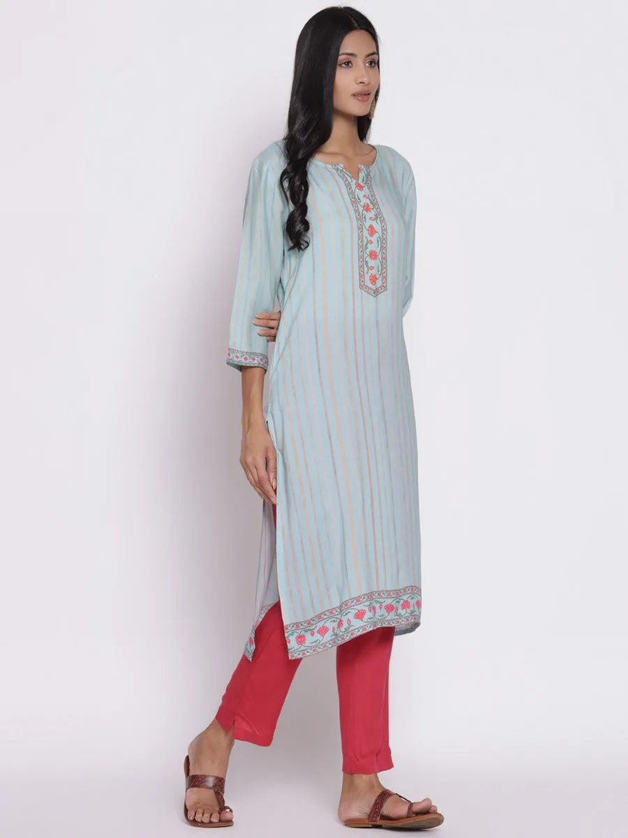 Women Sky Blue Printed Kurta