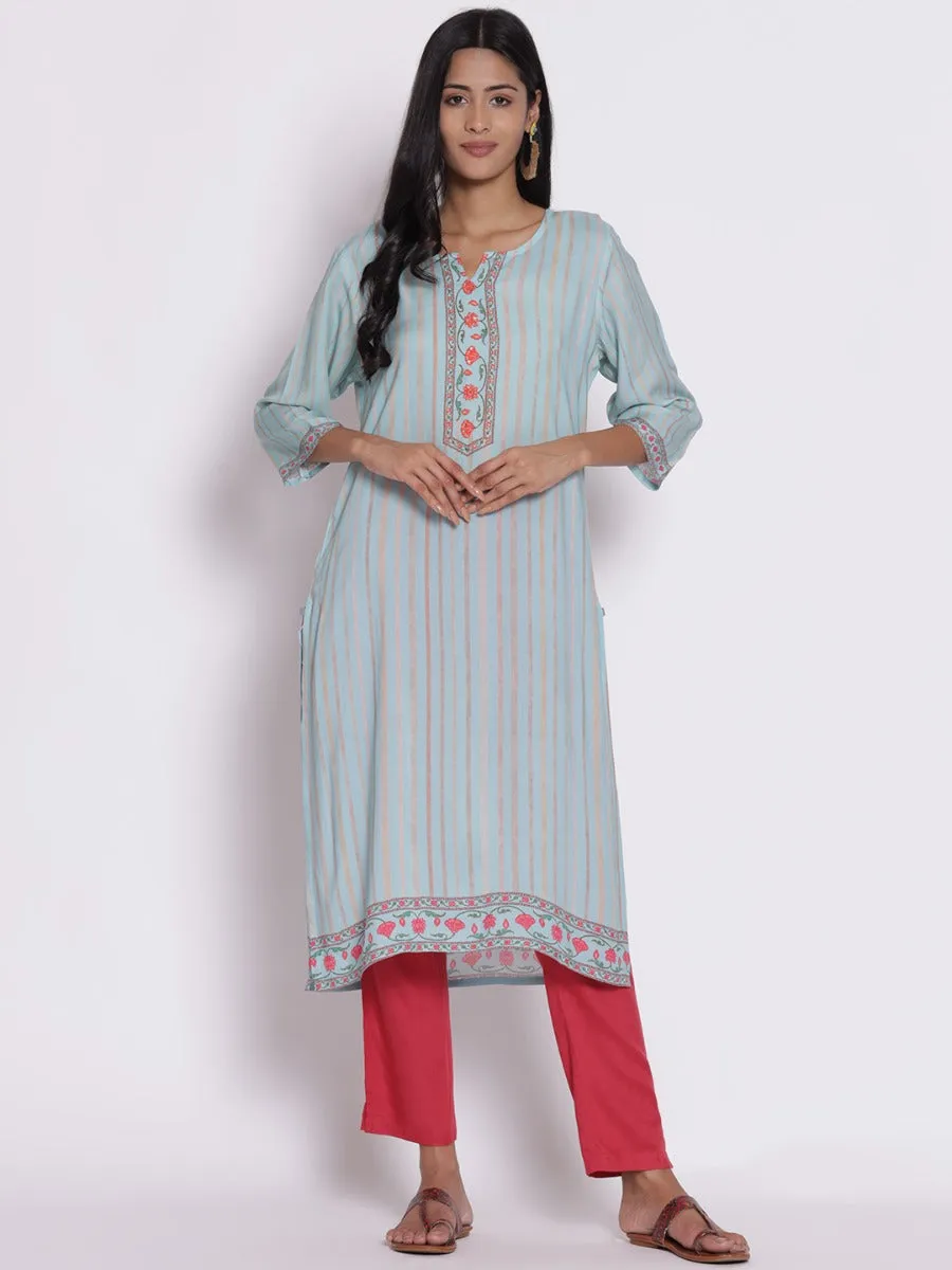 Women Sky Blue Printed Kurta