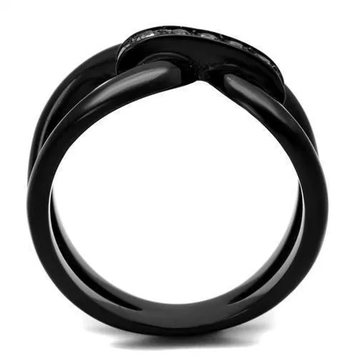 Women Stainless Steel Synthetic Crystal Rings Black Bond