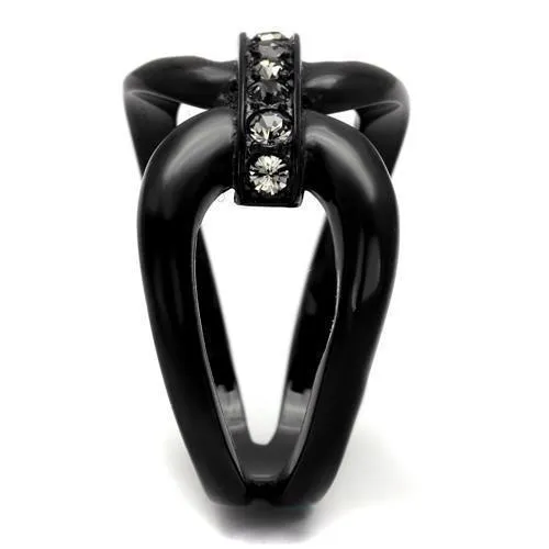 Women Stainless Steel Synthetic Crystal Rings Black Bond