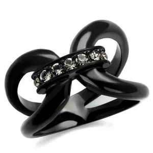 Women Stainless Steel Synthetic Crystal Rings Black Bond