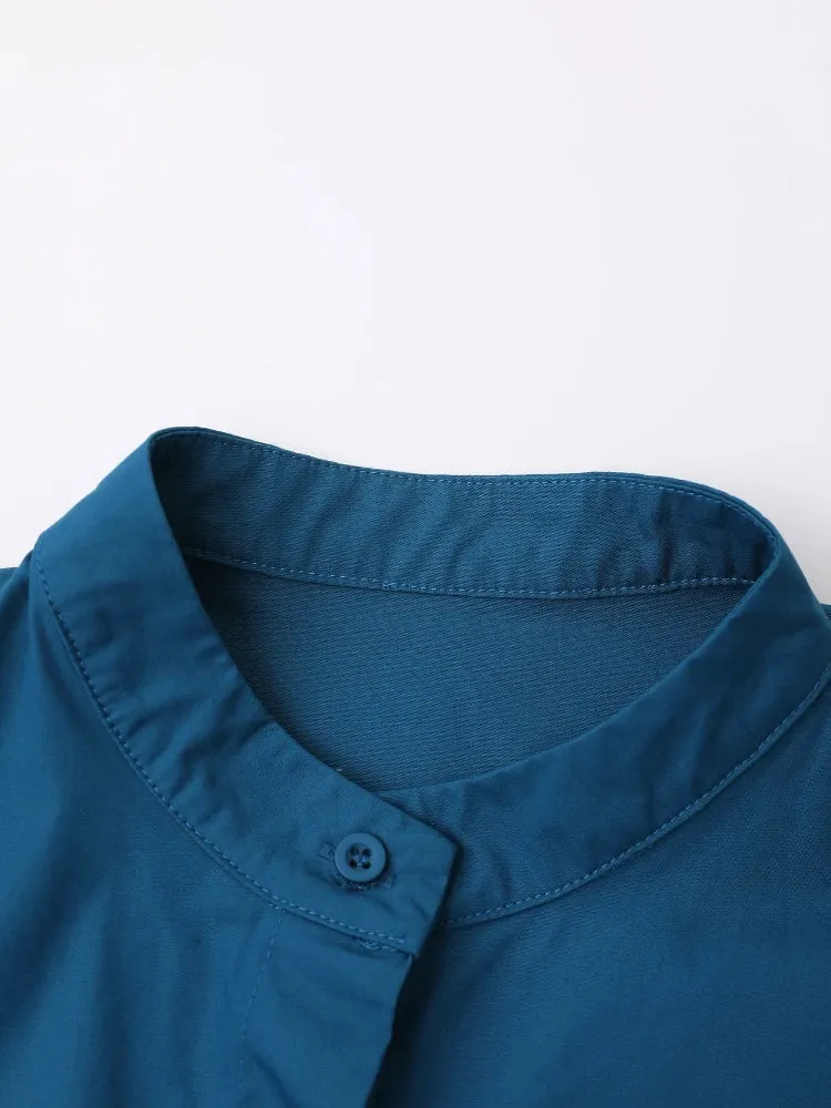 Women's Sophisticated Teal Blue Wrap Blouse | Casual Chic